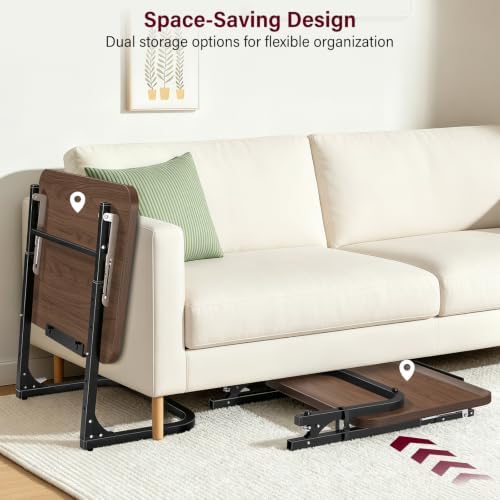 Heavy Duty C-Shaped End Table, Raised Edge Snack Table, Height & Tilt Adjustable TV Tray Table, Easy to Install, TV Dinner Tray Table for Couch, Bed, Work & Eating, Foldable & Easy Storage - Image 6