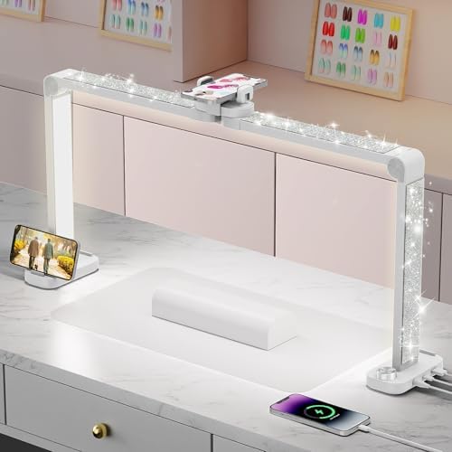 iVict Nail Desk Lamp, 34" Nails Tech Light with Phone Stand, 0-100% Adjustable Brightness, 3000K-6000K Color Temperature Led Desk lamp for Nail, Tattoos, Eyebrows, Beauty(Diamond, Large) by iVict-LightUpYourReadingTime