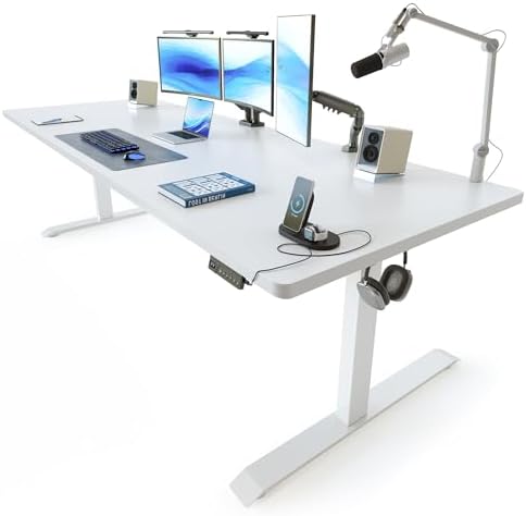 FEZIBO 83 x 37 Inch Large Electric Standing Desk 1" Thick Desktop, White by FEZIBO