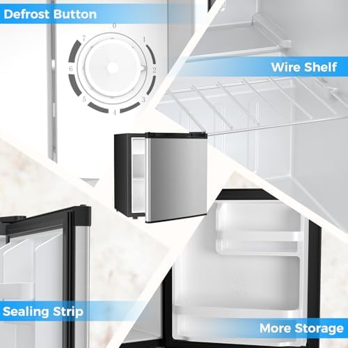 Antarctic Star 1.6 Cu. Ft Mini Fridge with Freezer,Small Compact Refrigerator with Single Reversible Door, Removable Shelves, 7 Adjustable Thermostat, for Dorm/Bedroom/Office,Steel - Image 4