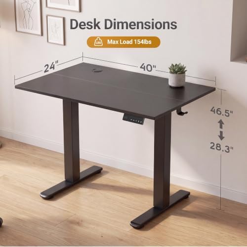 Claiks Electric Standing Desk, 40x24 Inch, Black - Image 3