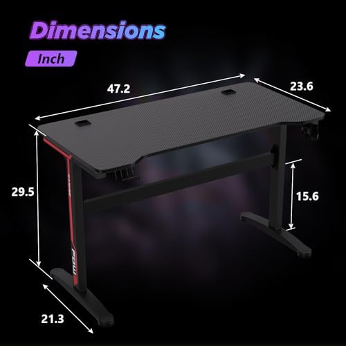 FDW 47 Inch Gaming Desk with Large Desktop Computer Desk Student PC Desk Extra Large Modern Ergonomic Racing Style Table Workstation for Adult Teens,Black - Image 3