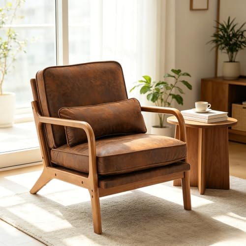 Karl home Mid-Century Modern Accent Reading Chair, Brown by Karlhome