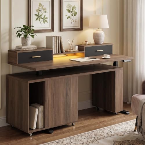 ModernMate 61'' L Shaped Electric Standing Desk with 360° Rotating Cabinet - Image 5