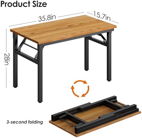 Need Office Computer Desk 35.8 Inch Sturdy Folding Laptop Table Teak - Image 3