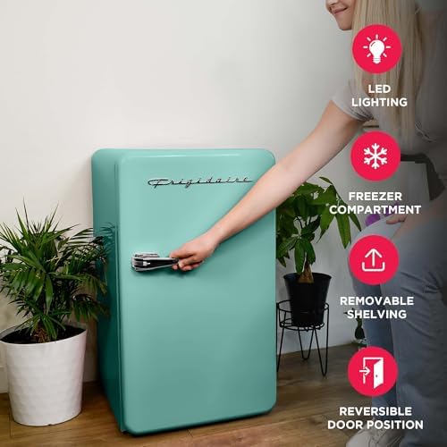 Frigidaire Retro Compact Refrigerator with Chiller, 3.2 cu ft Countertop Fridge, Built-In Bottle Opener, Rounded Corners, Premium, for Office, Bedroom, Dorm Room, Cabin, 18.5D x 20W x 31.5H (Mint) - Image 3