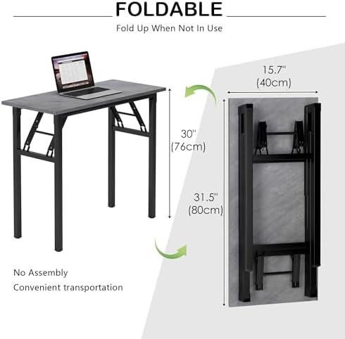 Need Small Computer Desk 31.5x15.7 Inch Folding Home Office Table Slate Ash - Image 3