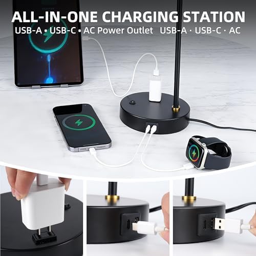 Modern Desk Lamp with USB & AC Outlet,270° Swivel (Bulb Not Included) - Image 4