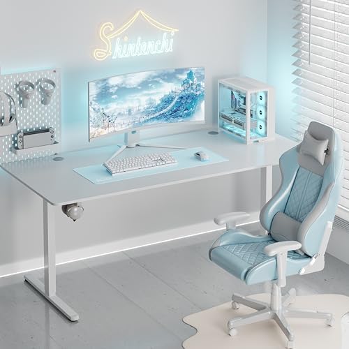 Shintenchi Standing Desk, 71x31 Inch Height Adjustable Electric Sit Stand up Desk, Ergonomic Rising Computer Table, Modern Lift Gaming Desk Workstation for Home Office, White - Image 4