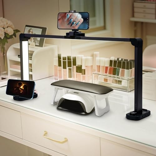 CGBE Nail Desk Lamp for Nail Tech: 33.5" Foldable Half Moon Light, Black by CGBE
