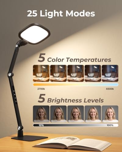 LED Desk Lamp for Home Office Video Calls, Reading, Swing Arm Task Lights - Image 5