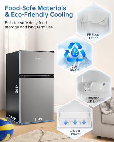 3.2 Cu Ft Mini Fridge with Freezer, Double Door Upright Freezer - Image 7