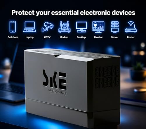 SKE VL625 625VA/360W UPS Battery Backup and Surge Protector - Uninterruptible Power Supply with AVR, 7 Outlets, USB and Type-C Charging, RJ45 Port for Computer, Router, Modem, and Home Office Devices - Image 2