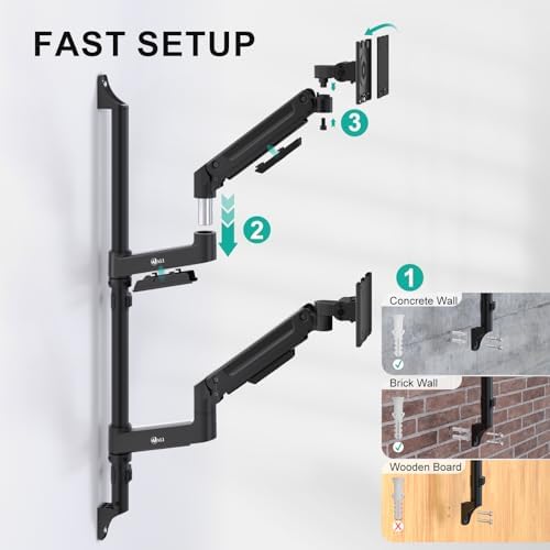WALI Vertical Dual Monitor Wall Mount for 13-49 inch Screens, 44lbs per Arm - Image 7