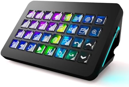 TreasLin/VSDinside XL Streaming Deck & Macro Keypad – 32 Customizable Keys with Scroll Wheels + RGB Light, Programmable Shortcut Keyboard for Gamers Creators Work on OBS Twitch Zoom Teams PS Excel by TreasLin