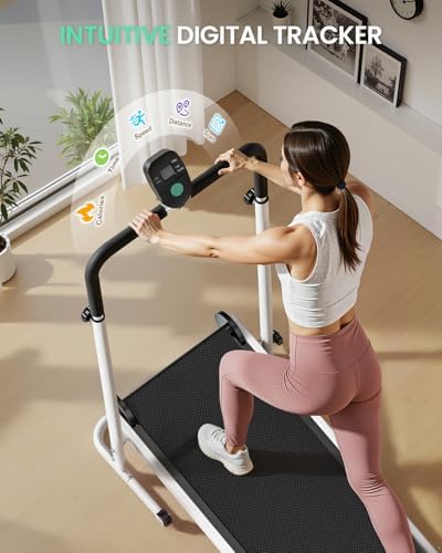 AKLUER Dual Flywheel Manual Treadmill - Foldable Non-Electric for Home/Gym - Image 4