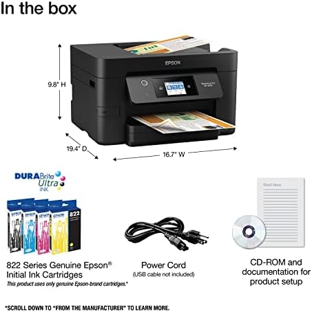 Epson Workforce Pro WF-3820 Wireless All-in-One Printer with Auto 2-Sided Printing, 35-Page ADF, 250-sheet Paper Tray and 2.7" Color Touchscreen (Renewed) - Image 5
