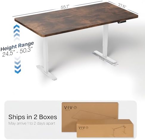 VIVO Rustic Vintage Brown 55 x 28 in Standing Desk, DESK-KIT-2W55N - Image 3