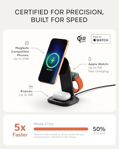 Satechi 3-in-1 Qi2 Foldable Stand, Wireless Charging Station, Space Black - Image 6