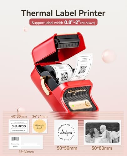 NIIMBOT B21 Label Maker, 2 Inch Bluetooth Thermal Label Printer, Red - Image 5