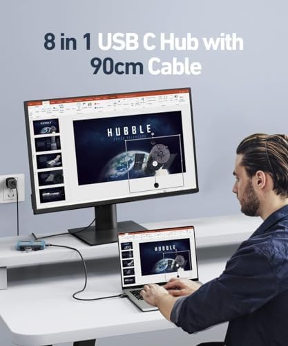 uni USB C Hub,8-in-1 USB Type C Multiport Hub 4K @60Hz HDMI for Laptop,3FT - Image 3