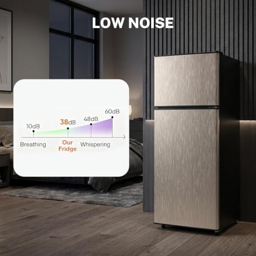 3.2 Cu.Ft Mini Refrigerator with Freezer, 2 Door Compact Fridge with Adjustable Thermostat & Removable Glass Shelves, Energy Efficient Small Refrigerator for Bedroom, Dorm, Office, Apartment - Image 3