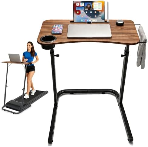 Stepwaver Treadmill Desk, Small Standing Desk for Walking Pad, 30-47 Inch Adjustable Height Walking Pad Stand for Treadmill, Portable Standing Table for Bike - Brown by Stepwaver
