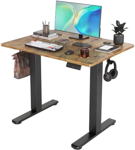 Claiks Electric Small Standing Desk, 35x20 Inch, Rustic Brown by CLAIKS