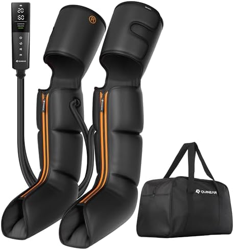 QUINEAR Leg Air Compression Massager, Cordless Foot Calf Thigh Massager with Remote, Rechargeable Leg Massager with 10 Intensities & 3 Modes for Swollen Legs & Muscle Relief, FSA-HSA Eligible by QUINEAR