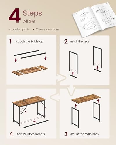 VASAGLE Computer Desk, Steel Frame Gaming Desk for Home Office, 47.2 Inch - Image 6