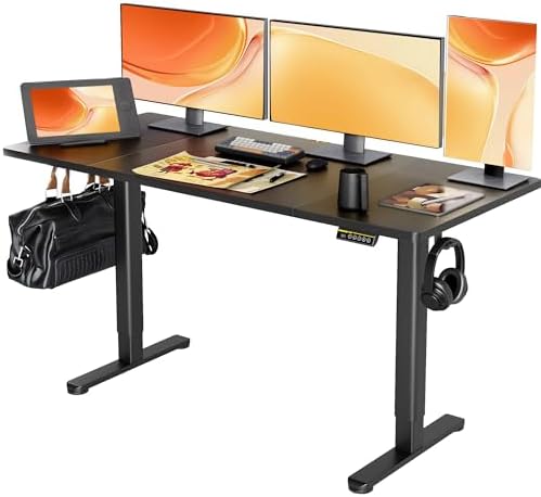 Claiks Electric Height Adjustable Standing Desk, 63x24 Inch, Black by CLAIKS