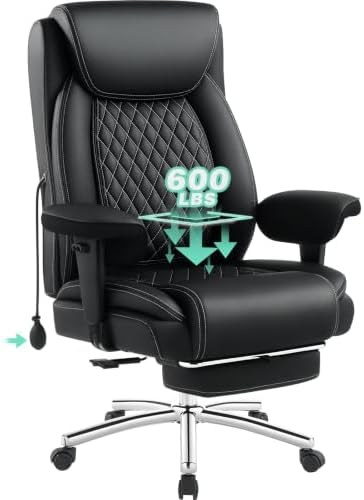 600LBS Big and Tall Office Chair,Reclining Heavy Duty Executive Desk Chair by Indulgear