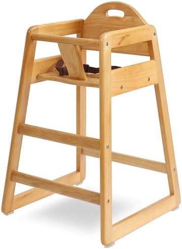 Wooden High Chair for Baby & Toddler – Restaurant-Style Stackable HighChair with Commercial Grade Solid Wood for Dining Table & Kitchen – Compact & Portable Design for Home & Restaurant Use -Natural by LA+Baby+