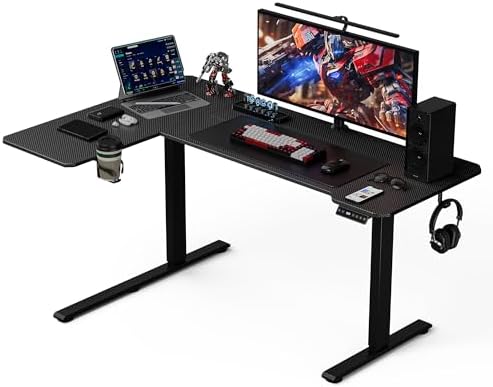 Acrolix L Shaped Electric Standing Desk,59x40 Reversible,Black Carbon by Acrolix