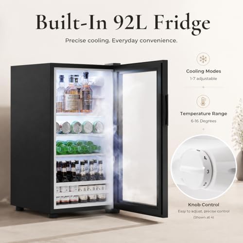 Fluted Mini Fridge Cabinet (Fridge Included) for Home, Black - Image 4