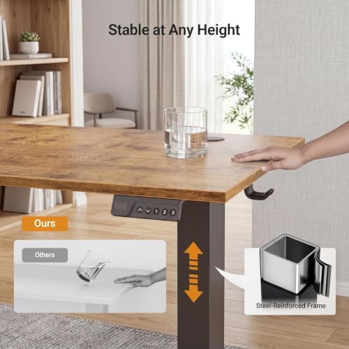 Claiks Electric Standing Desk, 40x24 Inch, Rustic Brown - Image 5