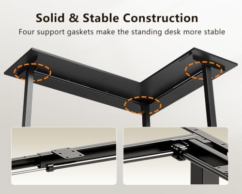 Casaottima 71 Inch L Shaped Electric Standing Desk, Home Office, Black - Image 7