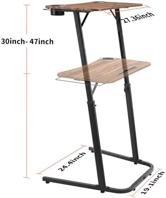 Stepwaver Treadmill Desk, Small Standing Desk for Walking Pad, 30-47 Inch Adjustable Height Walking Pad Stand for Treadmill, Portable Standing Table for Bike - Brown - Image 2