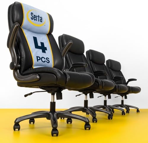 Serta Big and Tall Office Chair with Lumbar Support, Flip Arm Leather Chair by Serta