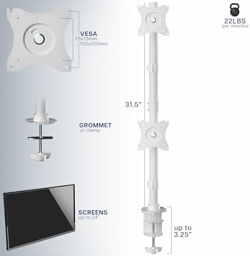 VIVO Dual Monitor Desk Mount Stand with Height Adjustment and VESA Plates for 2 LCD Ultrawide Screens up to 34 inches, Stacked Array, STAND-V002RW - Image 3