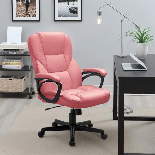 Furmax Office Executive Chair High Back Adjustable Managerial Home Desk Chair, Swivel Computer PU Leather Chair with Lumbar Support (2, Pink) - Image 2