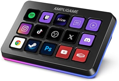 fifine D6 RGB Macro-Keyboard with 15 Programable Buttons for Multi-Tasking by AmpliGame
