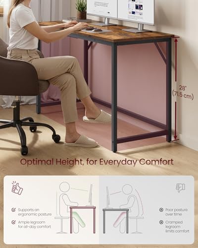 VASAGLE Computer Desk, Steel Frame Gaming Desk for Home Office, 47.2 Inch - Image 4