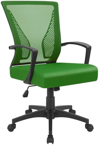 Furmax Office Chair Ergonomic Computer Desk Mesh Chair Mid Back Swivel Lumbar Support with Armrest (1, Green) by Furmax