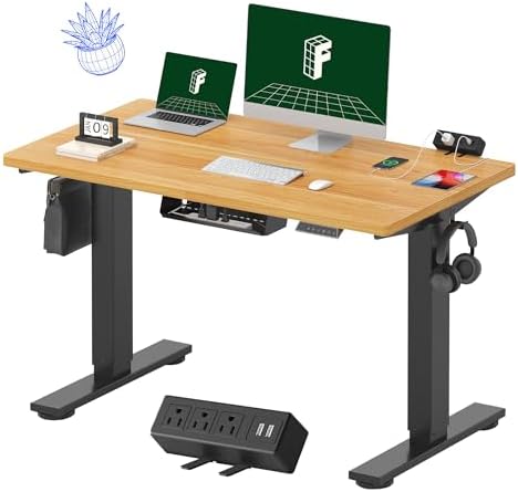 FLEXISPOT EN2 48"x24" Standing Desk with Power Strip Bundle, Maple by Unknown