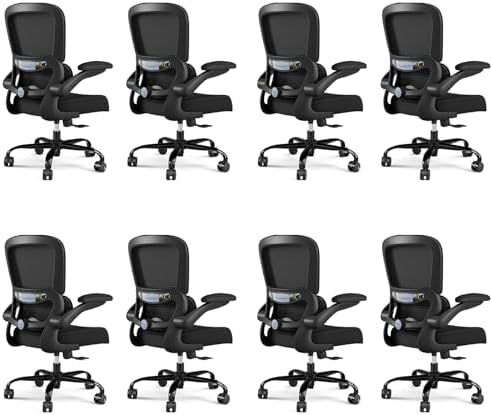 TRALT Office Chair - Ergonomic Desk Chair with Adjustable Lumbar Support, Mesh Computer Chair, Executive Chairs for Home Office Comfortable Lumbar Support Black Pack of 8 by TRALT