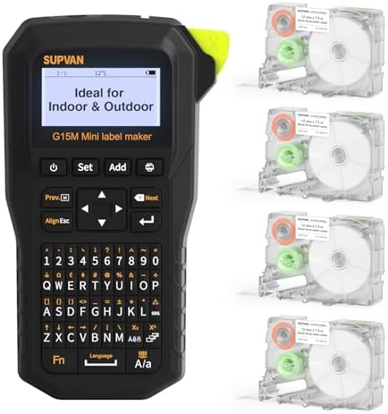 SUPVAN G15M Mini Portable Label Maker Machine with 4 Continuous Tapes by SUPVAN