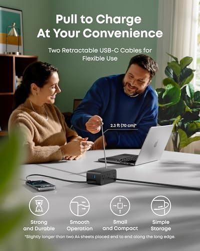 Anker Nano Charging Station, 100W 7-in-1 Power Strip, Retractable Charger - Image 4