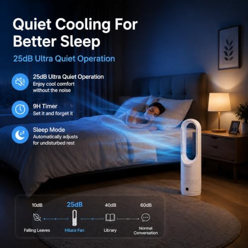 Hiluce All Season Bladeless Fan, 1400W Space Heater & 40W Tower Fan Combo - Image 6
