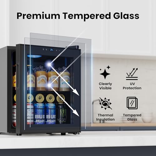 Yeego Beverage Refrigerator Drink Cooler, 65 Cans Mini Fridge Glass Door - Image 4